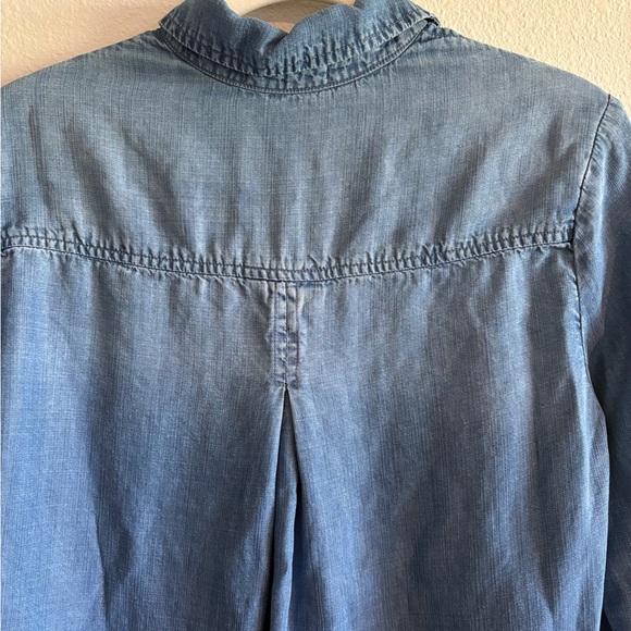 Cloth & Stone Chambray Popover Tunic Top Split-Neck Women’s Small Blue - Picture 6 of 8
